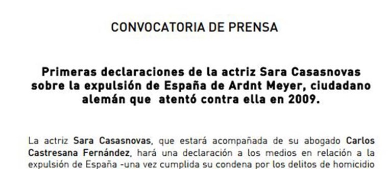 Expulsión de España del agresor de Sara Casasnovas