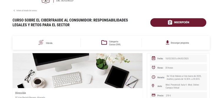 EJASO participa en el curso “Ciberfraude al Consumidor: Responsabilidades Legales y Retos para el Sector” organizado por el ICAM
