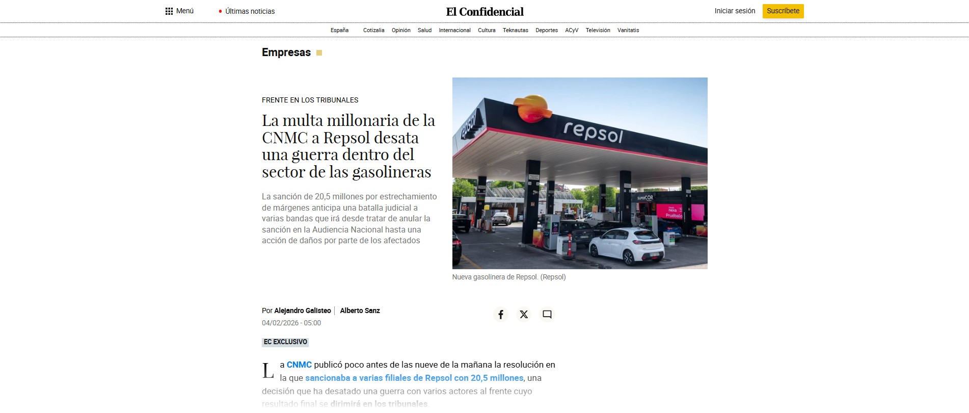 La CNMC sanciona a Repsol con 20,5 millones de euros