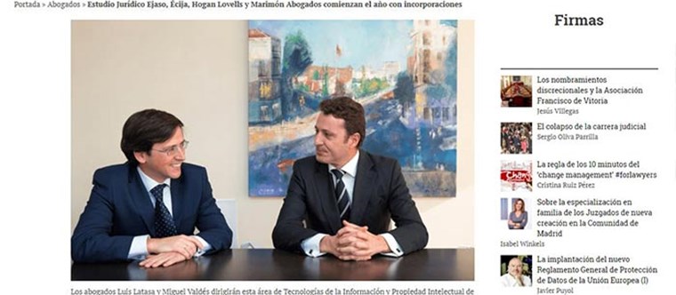 Estudio Jurídico Ejaso, Écija, Hogan Lovells y Marimón Abogados comienzan el año con incorporaciones. Confilegal, enero 2017