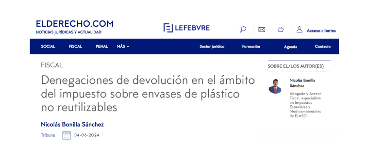 Denegaciones de devolución en el ámbito del impuesto sobre envases de plástico no reutilizables | ElDerecho