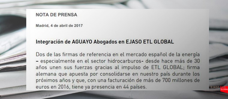 Aguayo Abogados se integra en EJASO