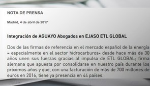 Aguayo Abogados se integra en EJASO