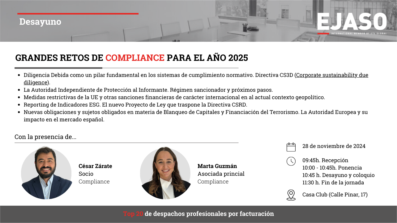 Desayuno empresarial: Grandes retos de Compliance para el año 2025