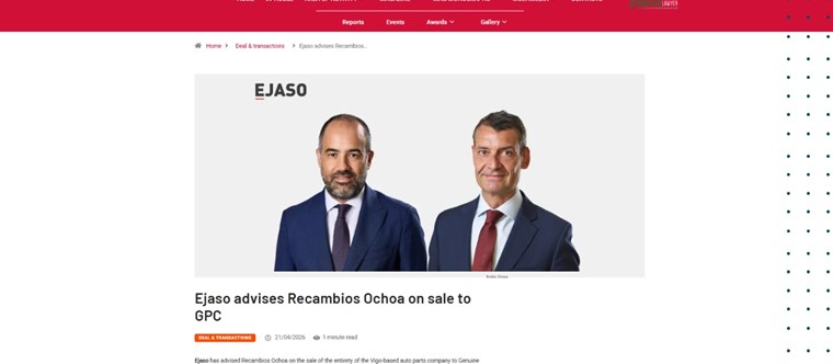 EJASO asesora a RECAMBIOS OCHOA en la venta de la compañía a Genuine Parts Company (GPC)