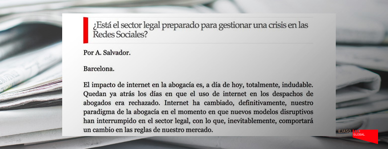 ¿Está el sector legal preparado para gestionar una crisis en redes sociales? eljurista.eu, octubre 2016