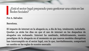 ¿Está el sector legal preparado para gestionar una crisis en redes sociales? eljurista.eu, octubre 2016