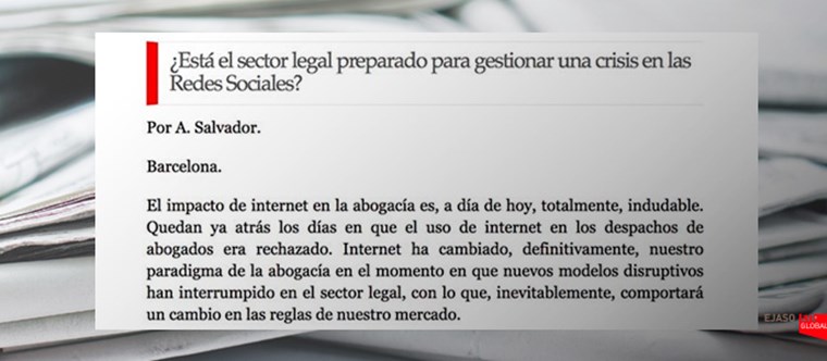 ¿Está el sector legal preparado para gestionar una crisis en redes sociales? eljurista.eu, octubre 2016