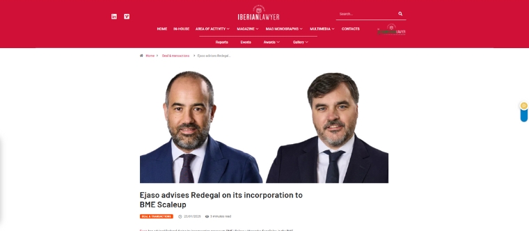 EJASO asesora a REDEGAL en su incorporación a BME Scaleup - Iberian Lawyer