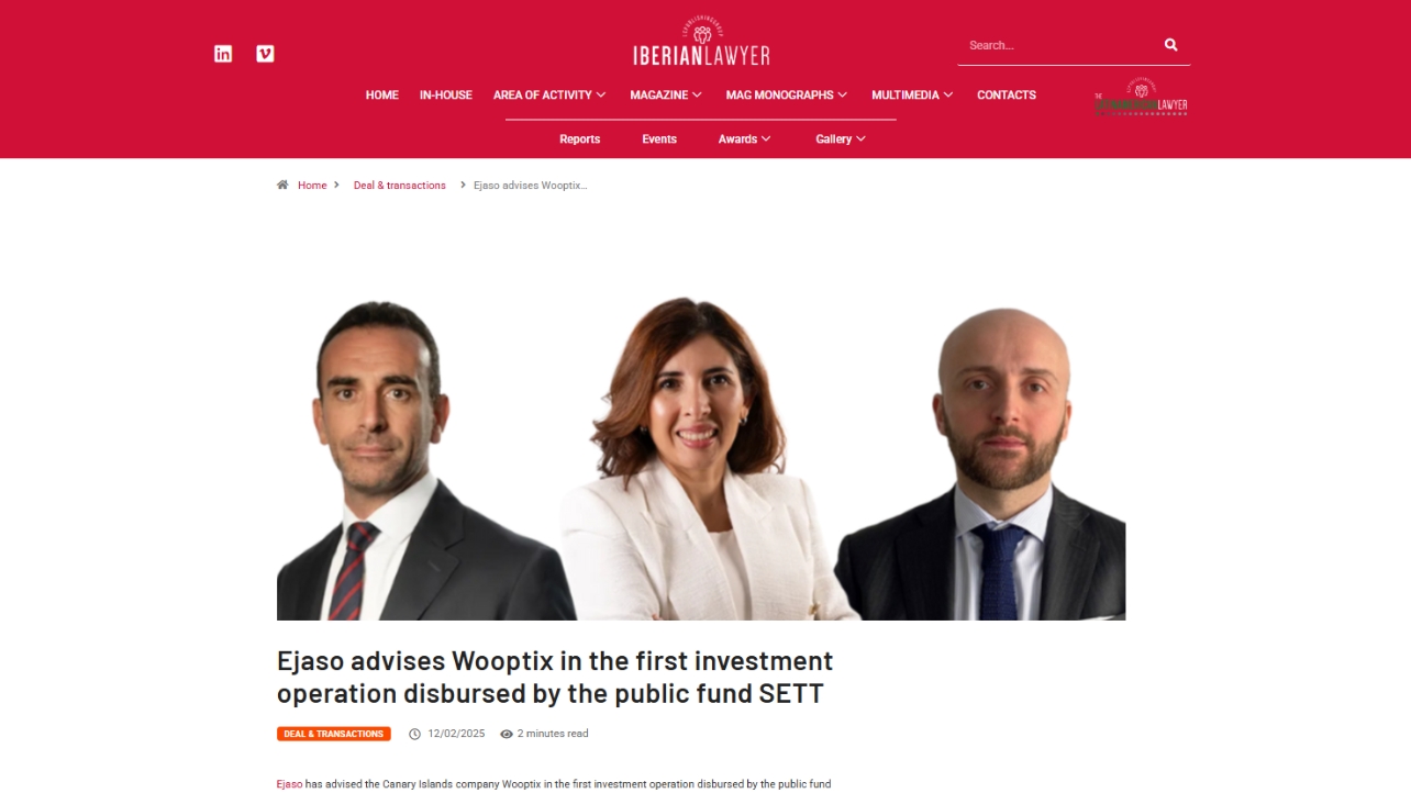 EJASO asesora a Wooptix en la primera operación de inversión desembolsada por el fondo público SETT