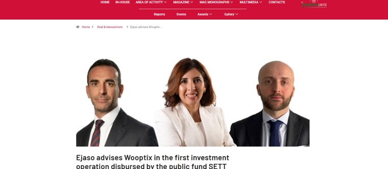 EJASO asesora a Wooptix en la primera operación de inversión desembolsada por el fondo público SETT