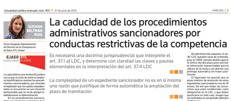 Susana Beltrán y la caducidad de los procedimientos en ACTUALIDAD JURÍDICA