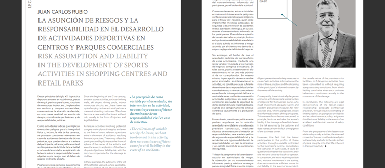 La asunción de riesgos y la responsabilidad en el desarrollo de actividades deportivas en centros y parques comerciales.