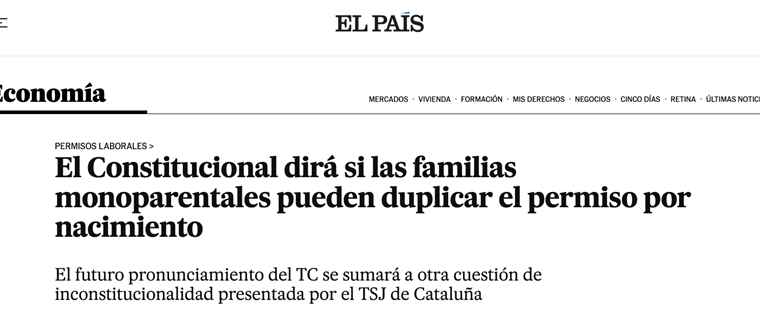 El TC decidirá si las madres solteras deben disfrutar de las mismas semanas de permiso que las biparentales
