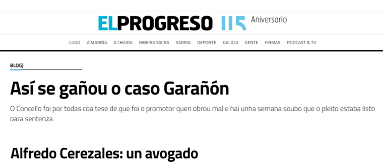 Alfredo Cerezales Fernández, socio y director de la sede de Galicia, en la defensa contra la reclamación patrimonial de Garañón. | Progreso de Lugo