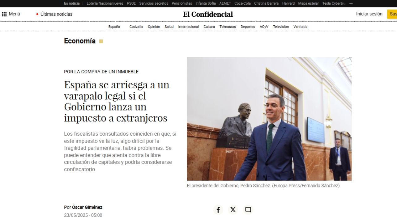 España se arriesga a un varapalo legal si el Gobierno lanza un impuesto a extranjeros