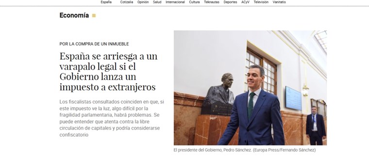 España se arriesga a un varapalo legal si el Gobierno lanza un impuesto a extranjeros