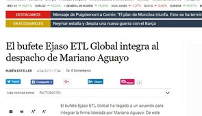 El bufete Ejaso ETL Global integra al despacho de Mariano Aguayo. El Economista, abril 2017
