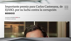 Importante premio para Carlos Castresana, de EJASO, por su lucha contra la corrupción. Law&trends, julio 2016
