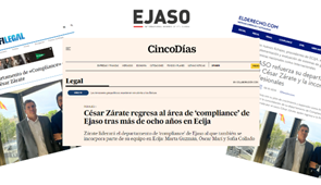 EJASO refuerza su departamento de Compliance con el regreso de César Zárate