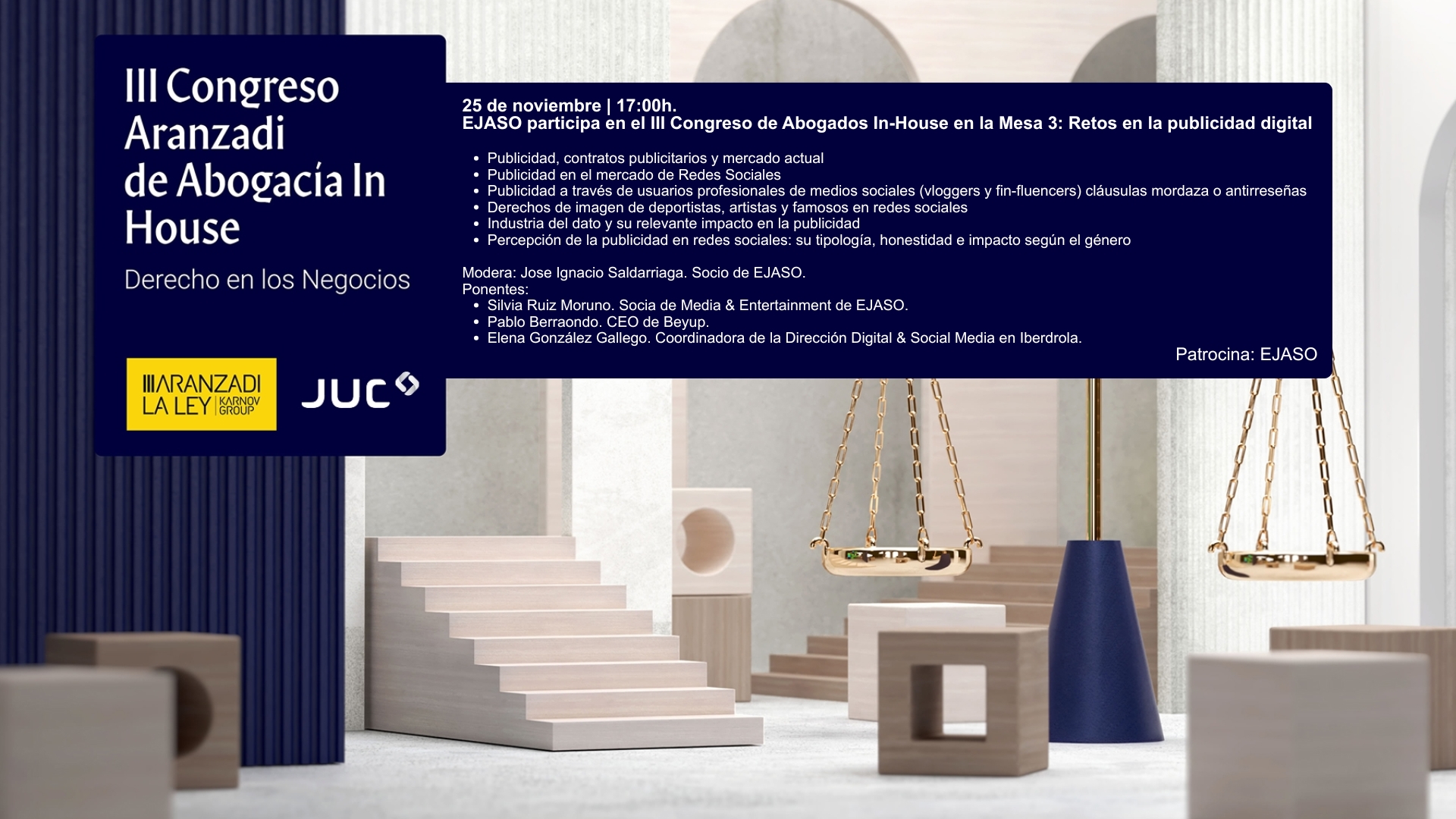 EJASO participa en el III Congreso de Abogados In-House en la Mesa 3: Retos en la publicidad digital
