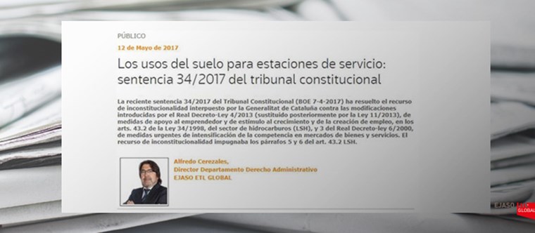 Los usos del suelo para estaciones de servicio: sentencia 34/2017 del tribunal constitucional. Legaltoday, mayo 2017