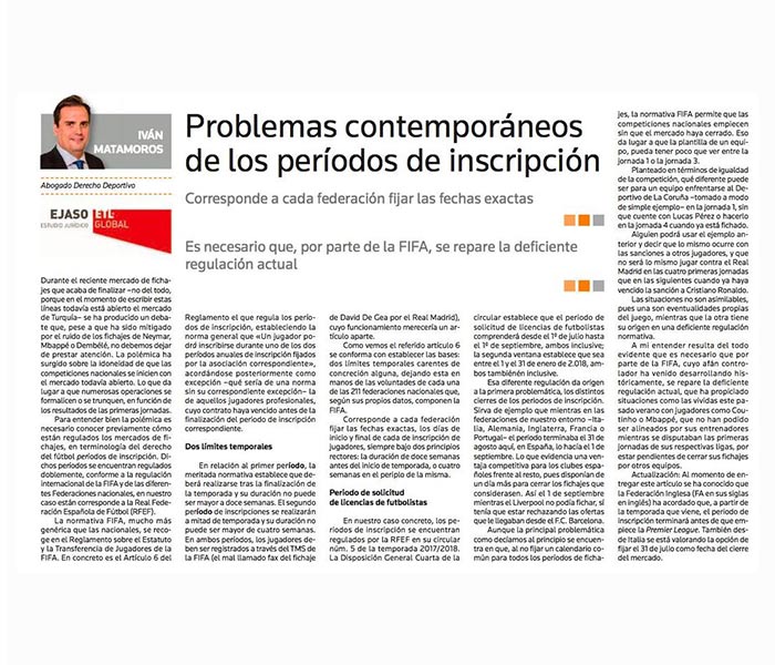 Problemas contemporáneos de los periodos de inscripción, septiembre 2017