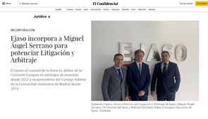 EJASO refuerza su área de Litigación y Arbitraje con la incorporación de Miguel Ángel Serrano como of counsel