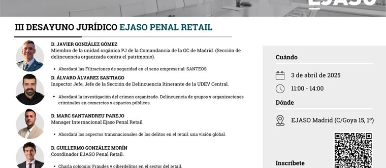 III Jornada jurídica EJASO Penal Retail