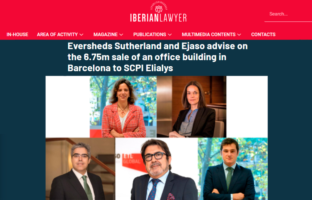 Ejaso asesora a SCPI ELIALYS  en la compra de un edificio de oficinas en Barcelona por valor de 6,75 millones de euros