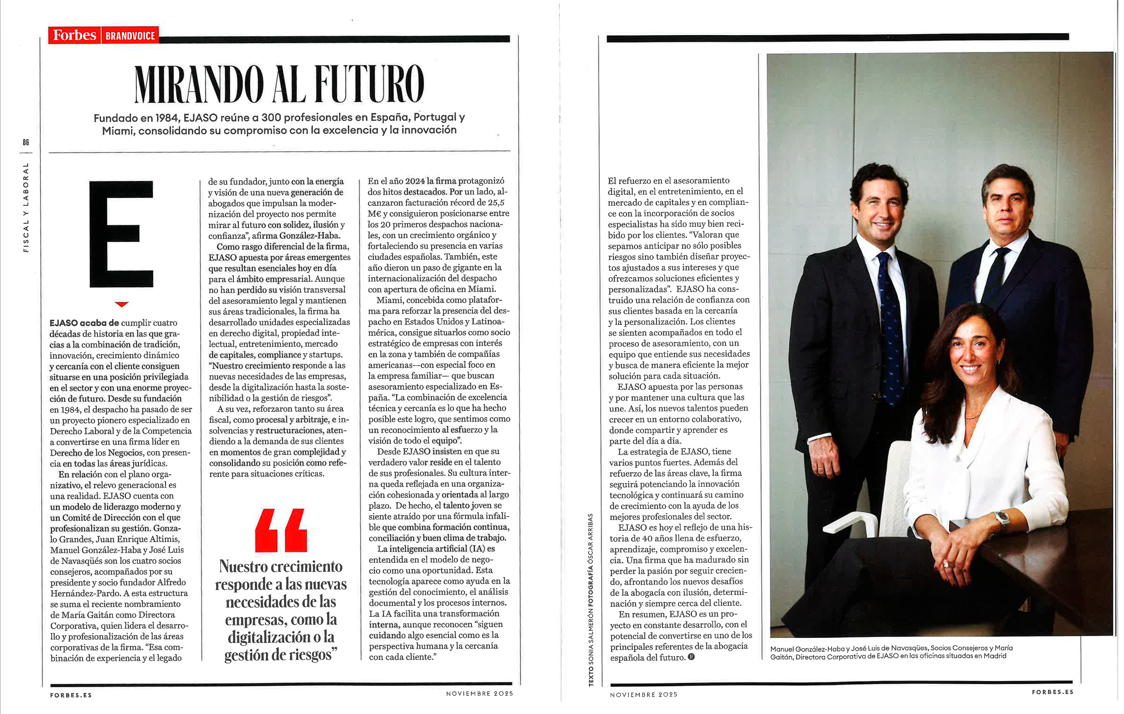 EJASO en Forbes: 40 años de evolución, liderazgo y proyección de futuro