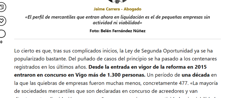 La Ley de la Segunda Oportunidad ha transformado el panorama concursal en Vigo.