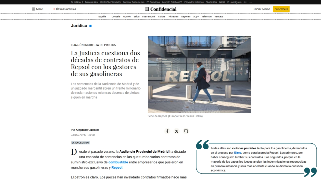 La Justicia cuestiona dos décadas de contratos de Repsol con los gestores de sus gasolineras