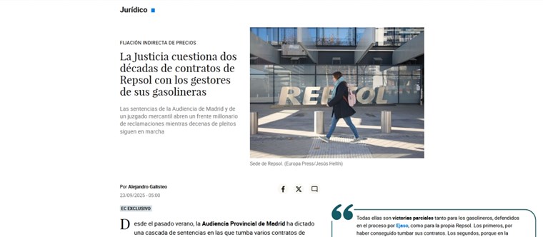 La Justicia cuestiona dos décadas de contratos de Repsol con los gestores de sus gasolineras