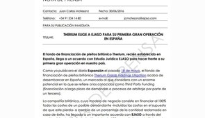 Therium llega a un acuerdo con EJASO
