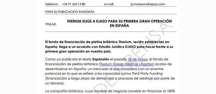 Therium llega a un acuerdo con EJASO