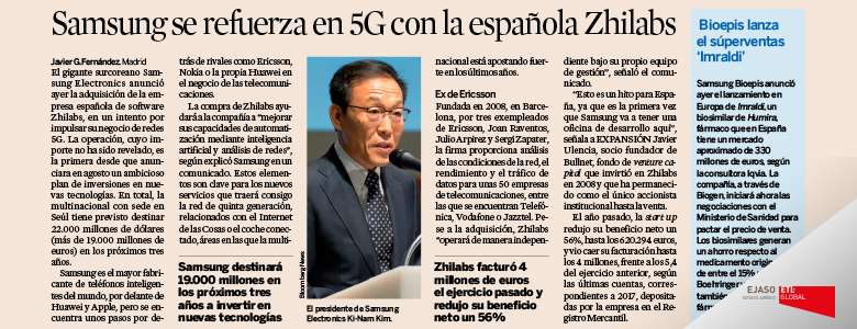 Samsung busca mejorar en 5G con la española Zhilabs