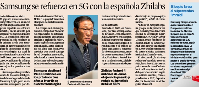 Samsung busca mejorar en 5G con la española Zhilabs