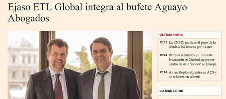 EJASO integra a Aguayo abogados. Expansión, abril 2017