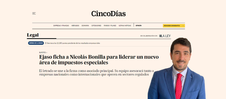 Lanzamos el área de impuestos especiales y fichamos a Nicolas Bonilla como responsable
