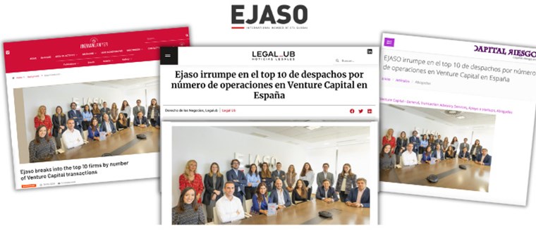 Ejaso irrumpe en el top 10 de despachos por número de operaciones en Venture Capital en España