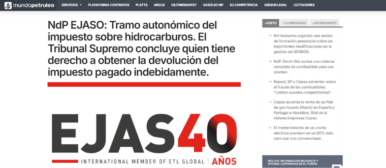 El Tribunal Supremo define quién puede reclamar la devolución del tramo autonómico del impuesto sobre hidrocarburos pagado indebidamente