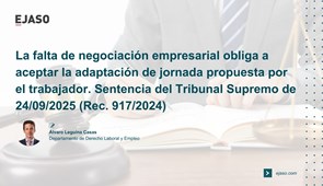 La falta de negociación empresarial obliga a aceptar la adaptación de jornada propuesta por el trabajador. Sentencia del Tribunal Supremo de 24/09/2025 (Rec. 917/2024):