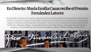 María Emilia Casas, recibe el premio Fernández Latorre. La voz de Galicia, noviembre 2017