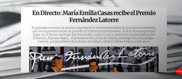 María Emilia Casas, recibe el premio Fernández Latorre. La voz de Galicia, noviembre 2017