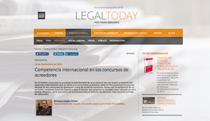 Nuestro compañero Enrique Llopis en Legal Today habla sobre “Competencia internacional en los concursos de acreedores”