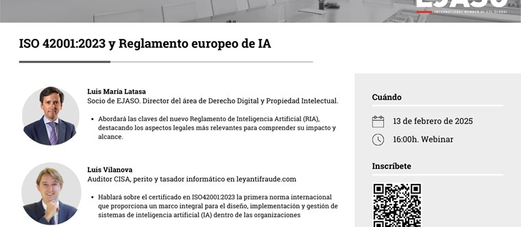 Webinar: ISO42001:2023 y Reglamento europeo de IA