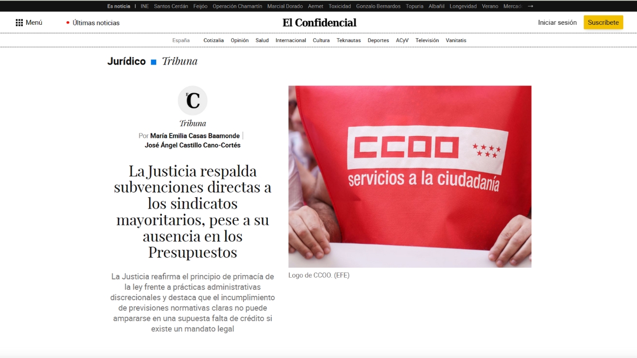 La Justicia respalda subvenciones directas a los sindicatos mayoritarios, pese a su ausencia en los Presupuestos - El Confidencial
