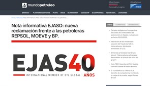 Nota informativa EJASO: nueva reclamación frente a las petroleras REPSOL, MOEVE y BP