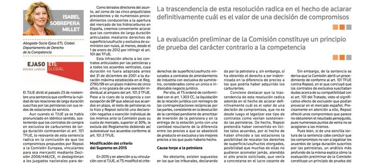 El fin de los contratos de suministro en exclusiva de larga duración suscritos por las petroleras, diciembre 2017